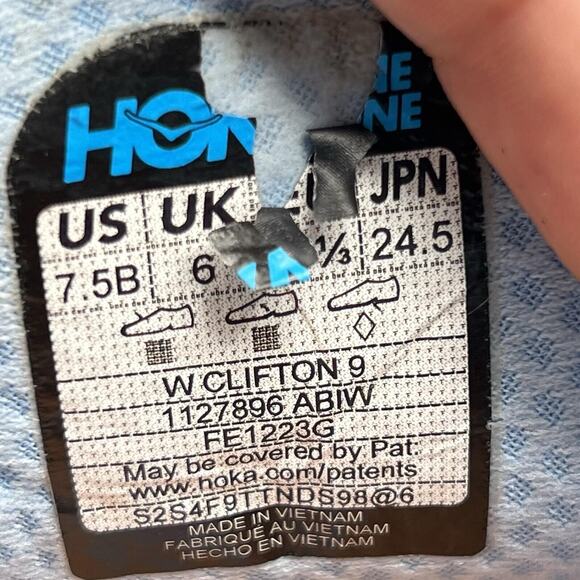 Hoka One One Clifton 9 Women Size 7.5 Blue Running Shoes Sneakers B1127896 ABIW - Picture 11 of 13